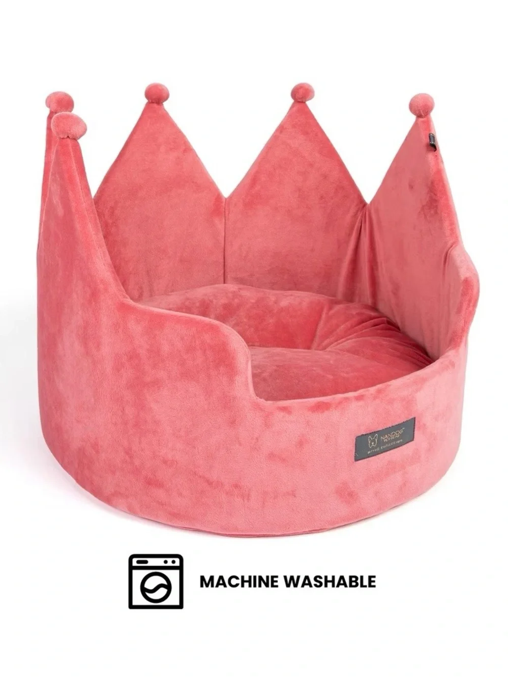 NANDOG, Plush Crown Dog Bed - Pink